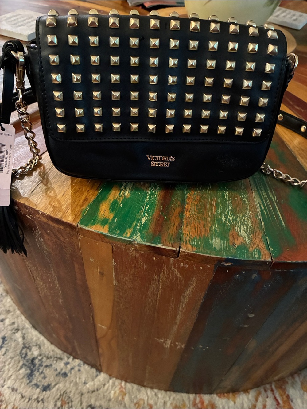 Victoria's Secret Black Studded Chain-Accent Crossbody